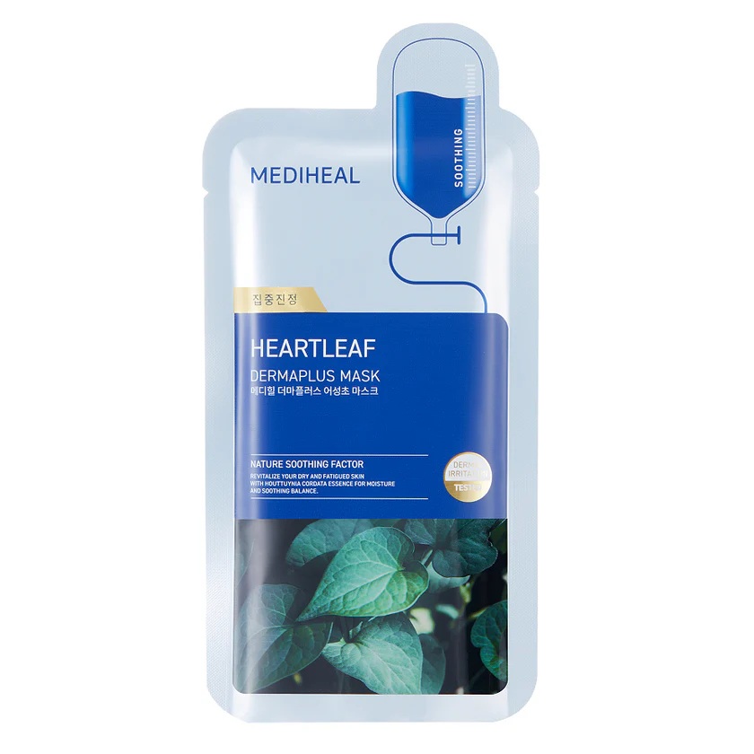 Mediheal Dermaplus Mask, Calming and Hydrating Vegan Sheet with Heartleaf Essence - 22ml