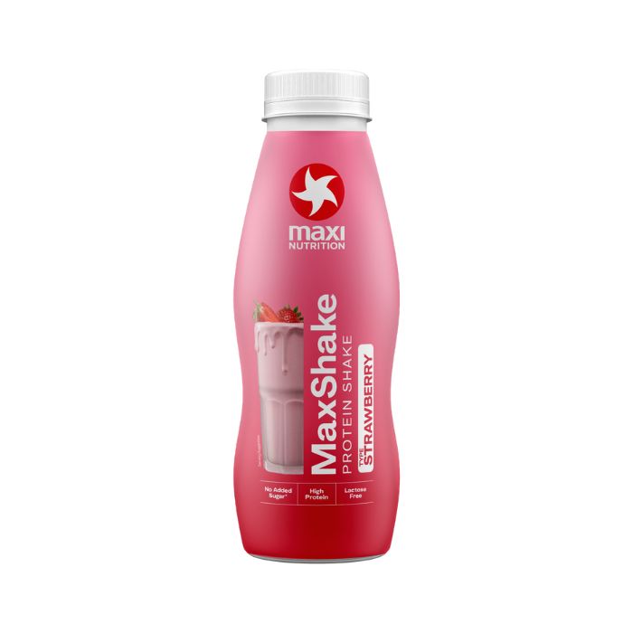 Maxi Nutrition MaxShake Strawberry, 25g High Protein, Low Fat, No Sugar Added, No Artificial Flavours – 330ml