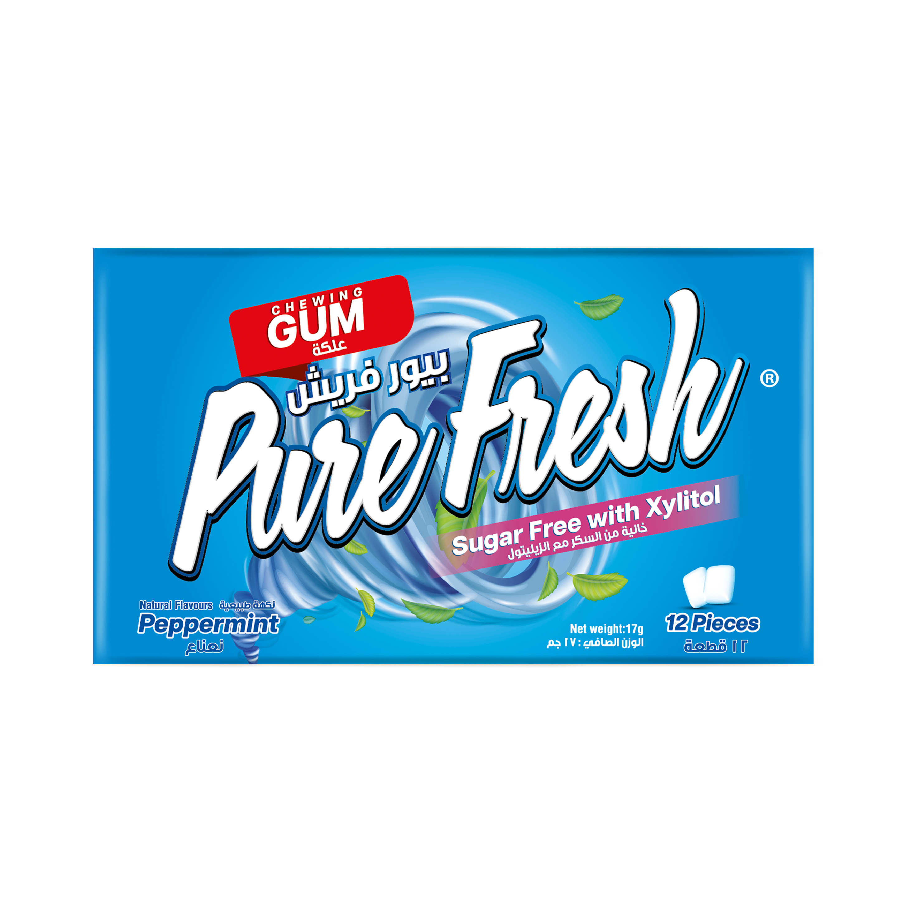 Pure Fresh Sugar Free Xylitol Gum Peppermint, Aspartame Free and Gluten Free, 12s