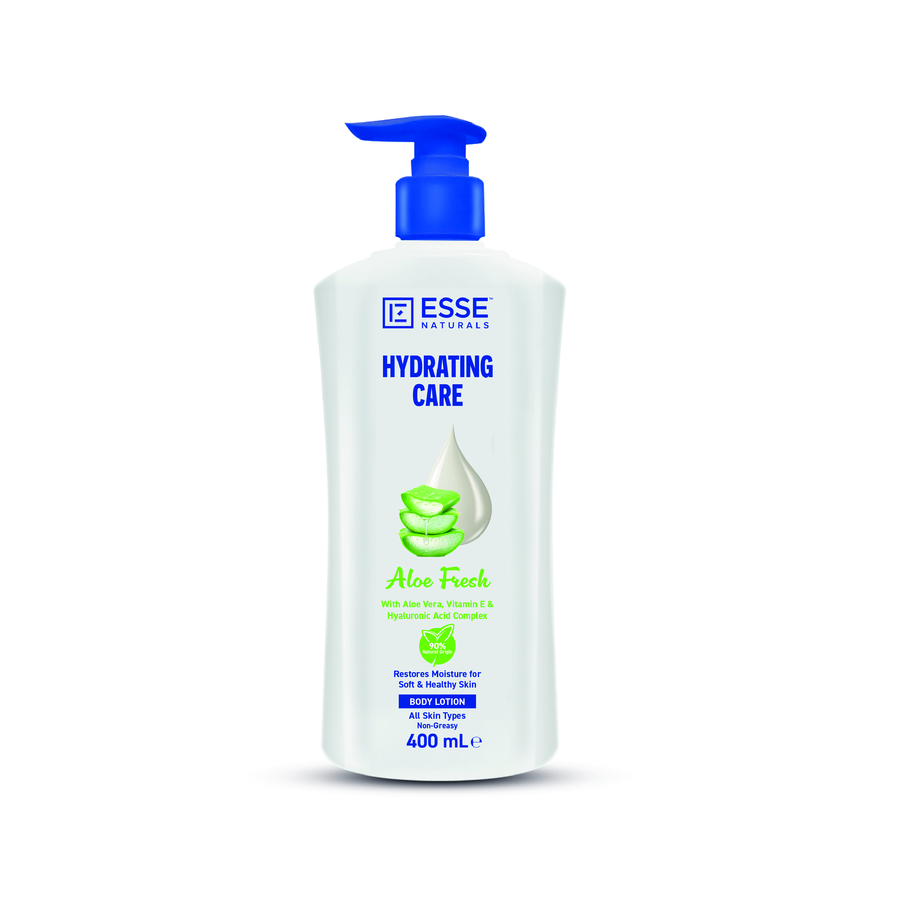 Esse Naturals Hydrating Care Body Lotion, Aloe Vera, Vitamin E and Hyaluronic Acid Complex - 400ml