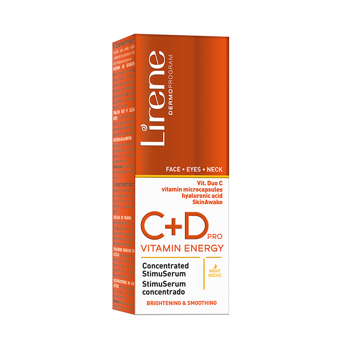 Lirene Vitamin Energy C+D PRO StimuSerum - Brightening, Smoothing & Anti-Aging Serum with Hyaluronic Acid & Vitamin E - 30ml
