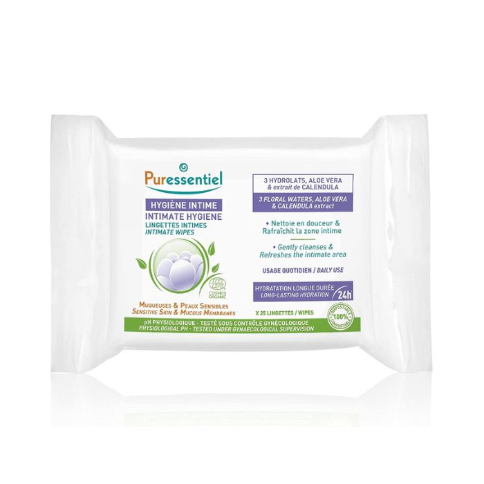 Puressentiel Intimate Hygiene, Gentle Refreshing Cleansing Wipes for Sensitive Intimate Care, 20s