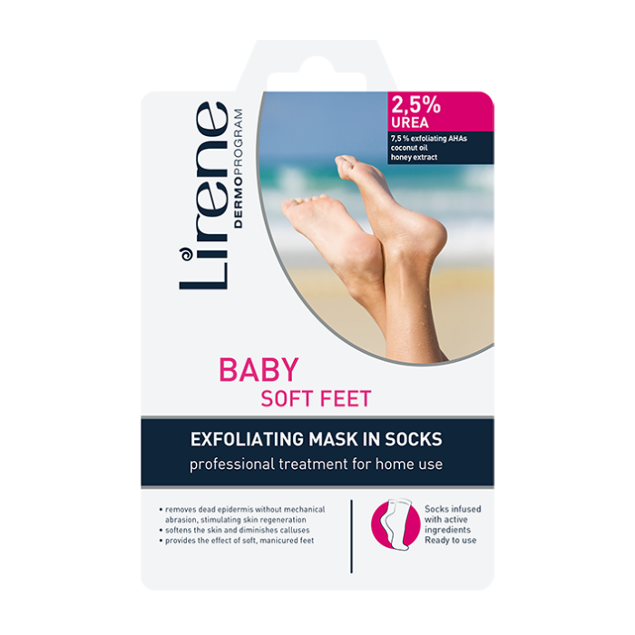 Lirene Foot Care Exfoliating Mask Socks Baby Soft Feet 2.5% Urea 150ml