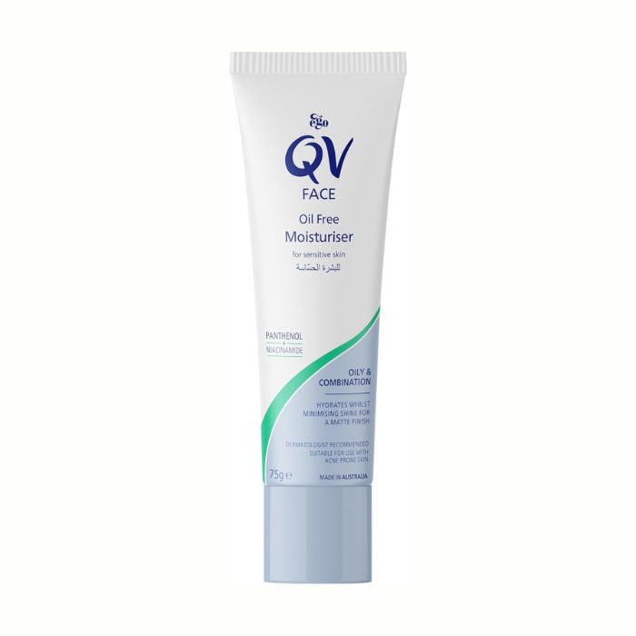 Ego QV Face Oil-Free Moisturizer, Lightweight Hydration, Matte Finish for Oily, Acne-Prone, and Combination Skin, 75g