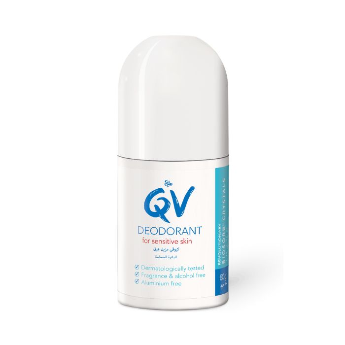 Ego QV Deodorant Roll-On, Gentle, Aluminium and Alcohol-Free, Long-Lasting Odour Protection for Sensitive Skin, 80g