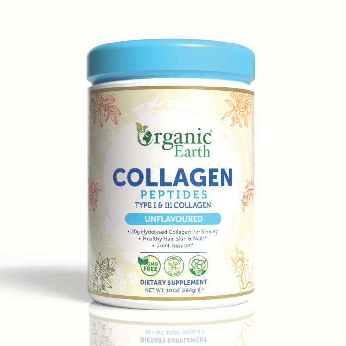 Organic Earth Collagen Peptides Unflavoured, 20g Daily Collagen for Skin, Hair, Nails and Joint Health - 284g