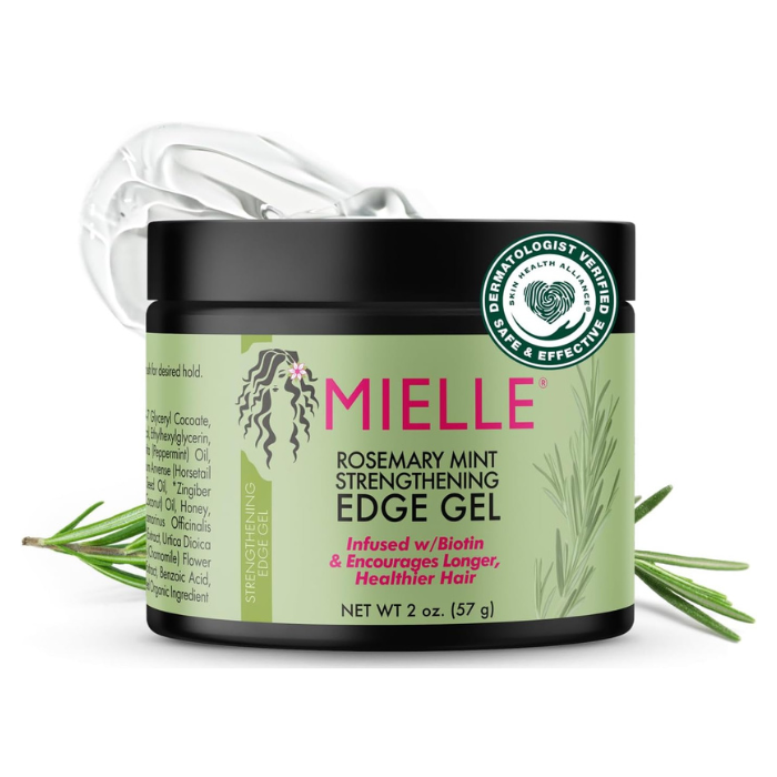 Mielle Organics Rosemary Mint Strengthening Gel, Biotin-Infused Hold and Nourishment for Healthy Edges - 57g