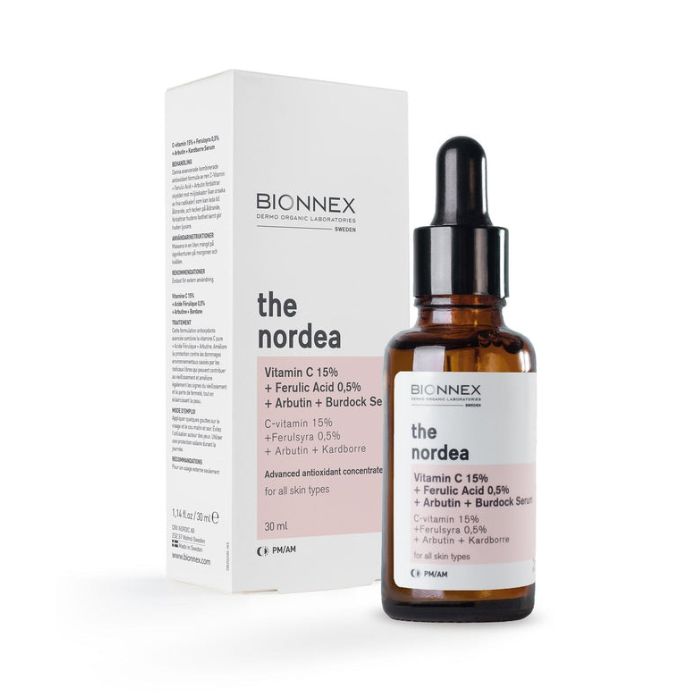 Bionnex The Nordea Vitamin C + Ferulic + Burdock, Brightening and Anti-Aging Serum for All Skin Types, 30ml