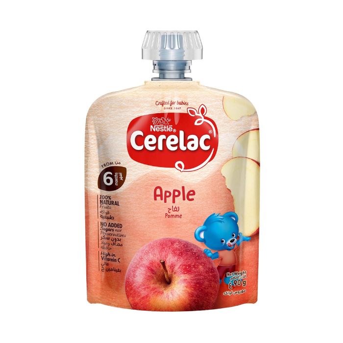 Nestle Cerelac Puree Baby Food Apple, 100% Natural Fruit with Vitamin C for Babies 6+ Months, 90g