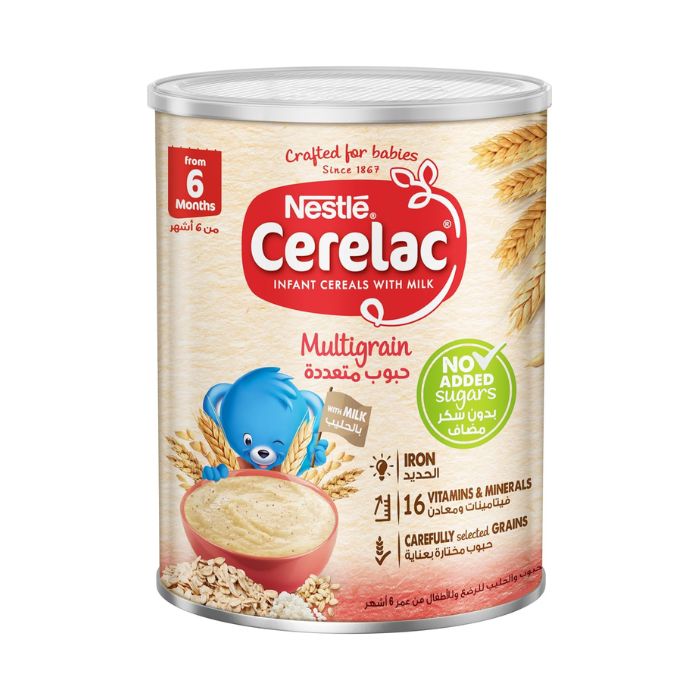 Nestle Cerelac No Added Sugar Multigrain with Milk, Iron+, Vitamins and Zinc for 6+ Months Babies, 400g