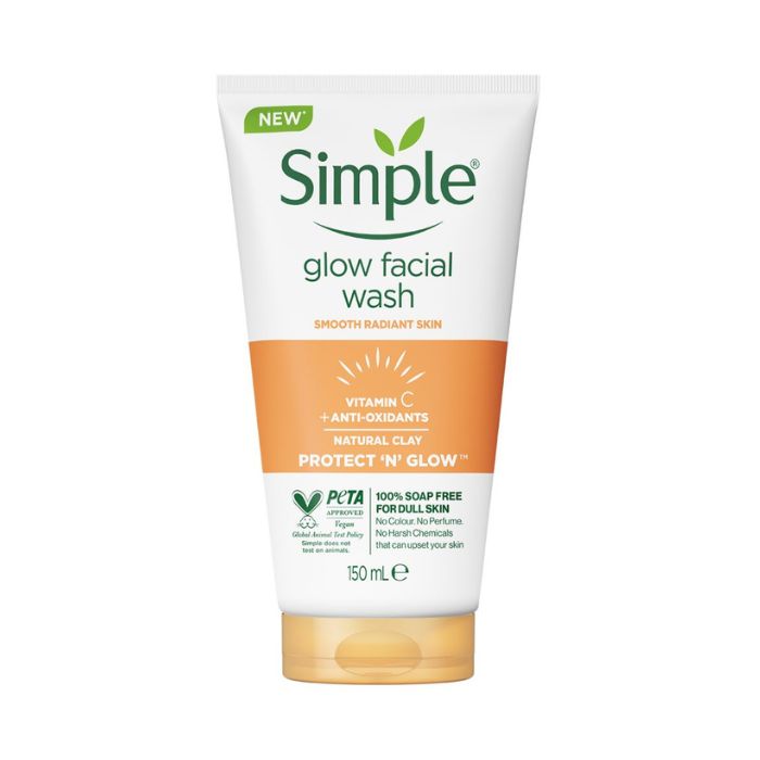 Simple Protect N Glow Facial Wash Gentle Brightening Cleanser for Soft, Radiant, and Healthy Skin, 150ml
