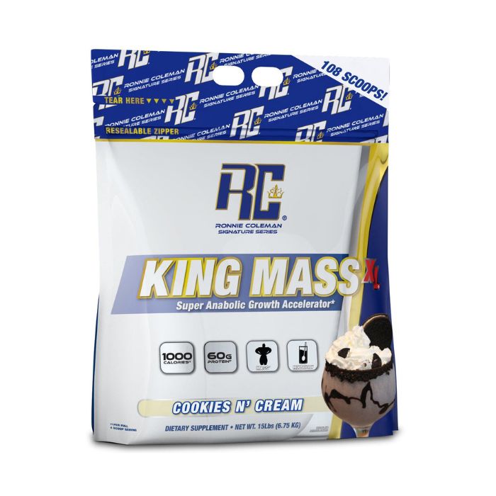 Ronnie Coleman King Mass XL Gainer Cookies & Cream, Muscle Mass, Strength and Recovery Formula, 15lb