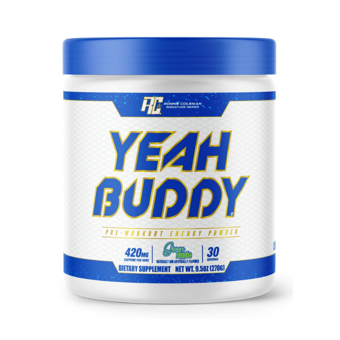 Ronnie Coleman Yeah Buddy Pre-Workout Green Apple, Extreme Energy, Focus and Endurance Booster - 30 Servings