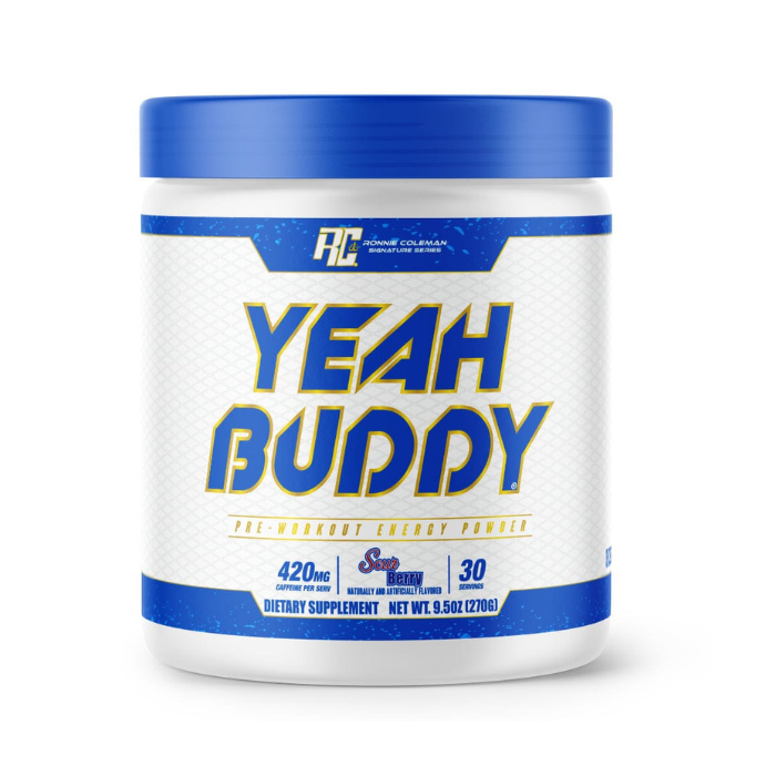 Ronnie Coleman Yeah Buddy Pre-Workout Sour Berry, Extreme Energy, Focus and Endurance Support - 30 Servings