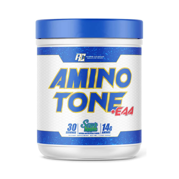 Ronnie Coleman Amino Tone + EAA Sour Apple, BCAA, Electrolytes and Stim-Free Fat Loss Support - 30 Servings