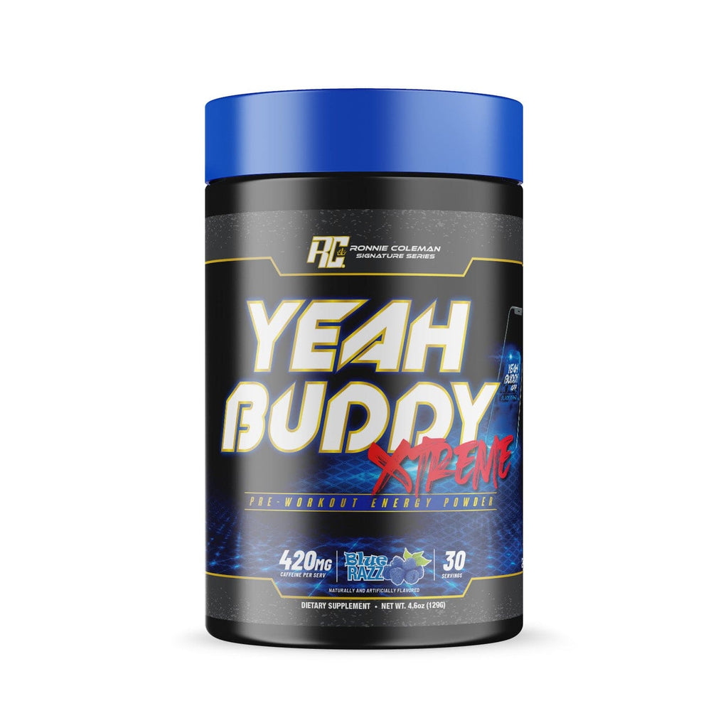 Ronnie Coleman Yeah Buddy Xtreme Blue Razz, High-Stimulant Pre-Workout for Energy and Focus, 30 Servings