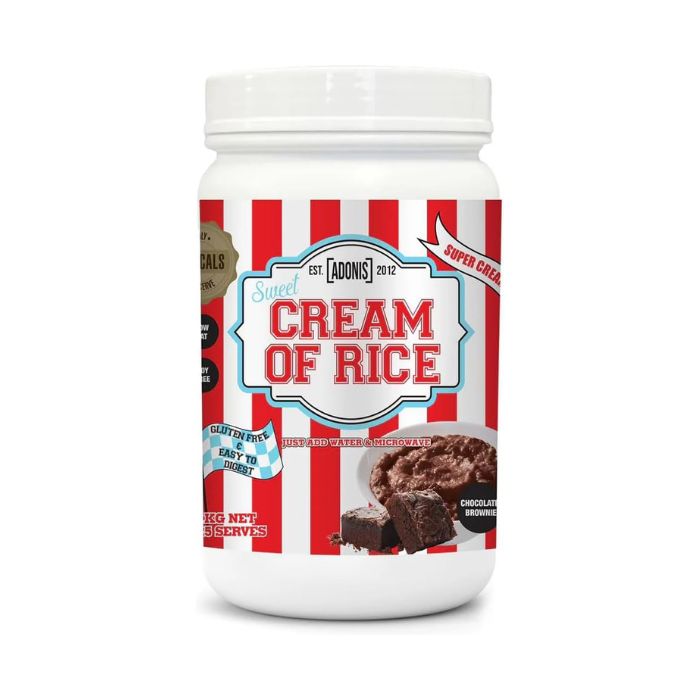 Adonis Gear Cream of Rice Chocolate Brownie, High Protein, Clean Carbs, Muscle Recovery Fuel, 1kg