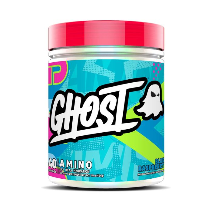 Ghost Amino EAA BCAA Blue Raspberry, 40 Servings Muscle Recovery and Hydration Supplement, 404g