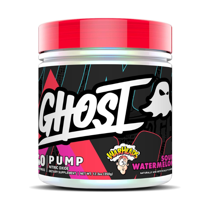 Ghost Pump Pre-Workout, Warheads Sour Watermelon Nitric Oxide Booster Supplement - 40 Servings