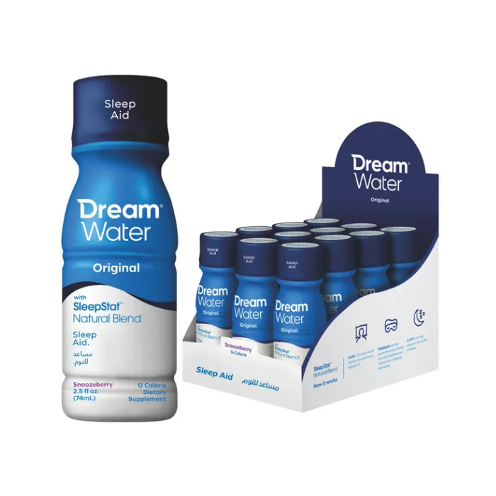 Dream Water Sleep Aid Shot Snoozeberry 74ml, Fast-Acting Supplement with GABA, Melatonin and 5-HTP - Pack of 12