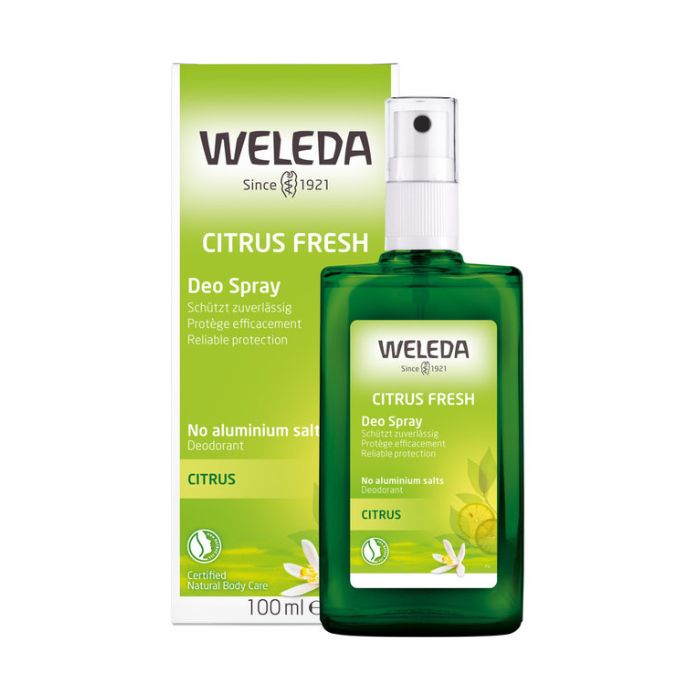 Weleda Citrus 24H Deodorant Spray, Natural Freshness, Aluminum-Free, Non-Aerosol, Skin-Friendly, 100ml