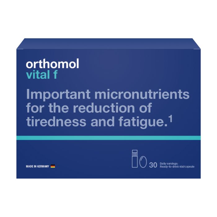 Orthomol Vital F Women Supplement Vial and Capsules, Energy, Stress & Fatigue Support Formula, 30s
