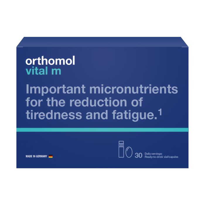 Orthomol Vital M Men Supplement Vial & Capsules, Energy, Stress and Fatigue Support Formula, 30s
