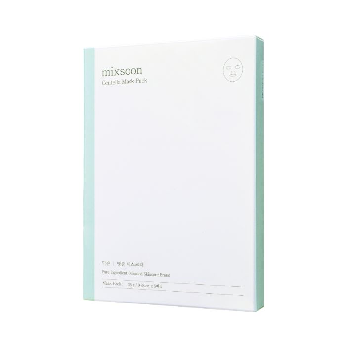 Mixsoon Centella Mask Pack 25g, Soothing Sheet with Asiatica Extract for Hydration and Skin Repair, 5pcs