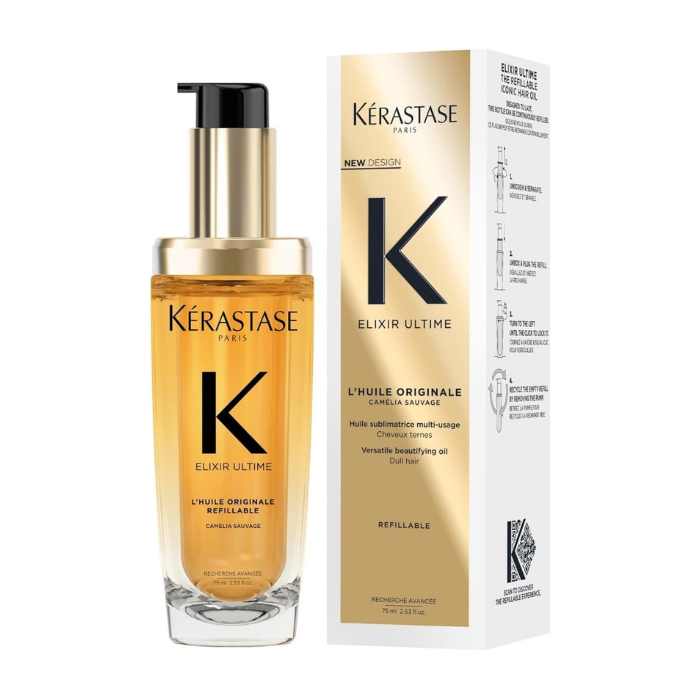 Kerastase Elixir Ultime Hair Oil, Versatile Leave-In Oil for Shine, Anti-Frizz & Nourishment - 75ml