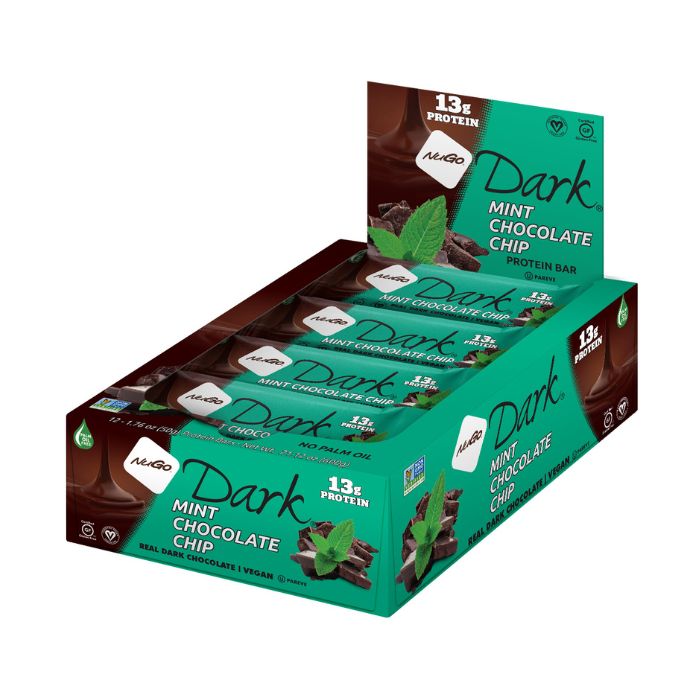 NuGo Dark Mint Chocolate Chip Bar 50g, 13g Protein, Gluten Free, Non-GMO, Pack of 12 pcs