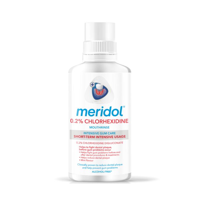 Meridol Chlorhexidine 0.2% Mouth Rinse, Anti-Plaque Gum Protection, Medicated Oral Care Wash, 300ml