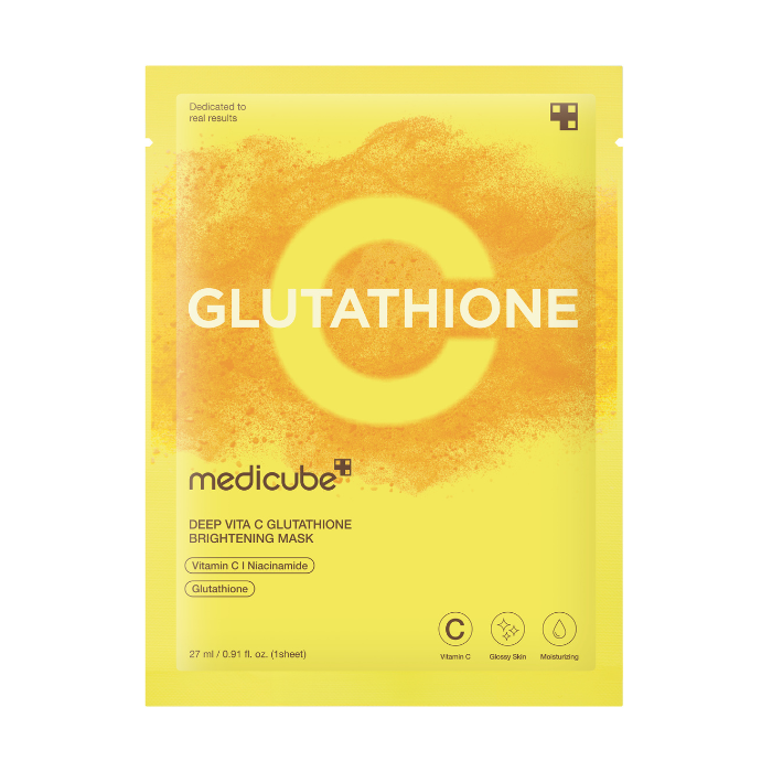 Medicube Deep Vita C Glutathione Mask Sheet 27ml, Vitamin C Brightening and Melanin Care, 1 Sheet