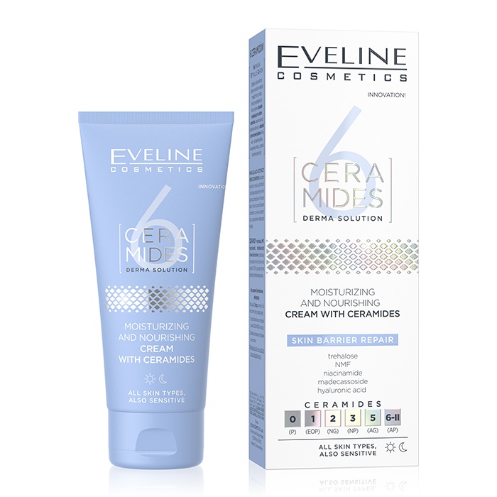 Eveline 6 Ceramides Moisturizing Nourishing, Hydrating Barrier-Repair Face Cream, 50ml