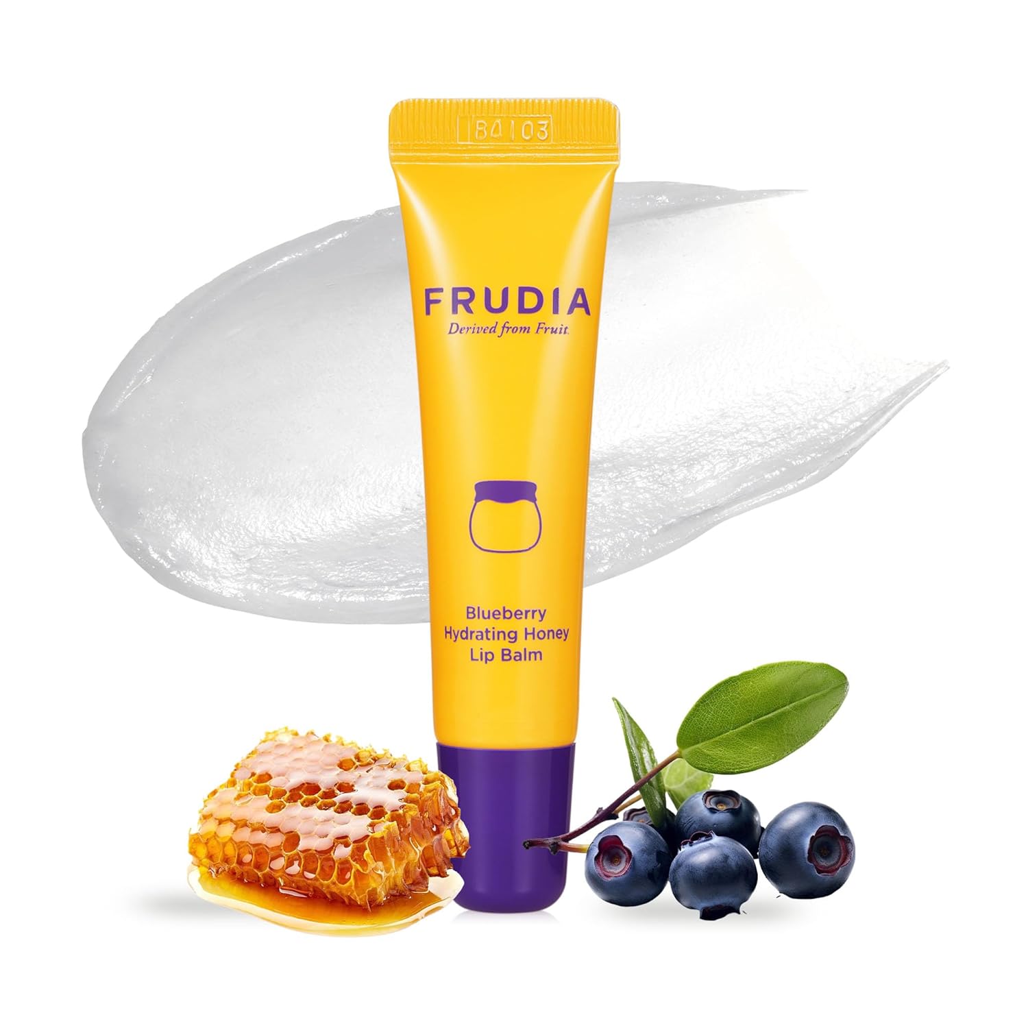 Frudia Blueberry Hydrating Honey Tube Lip Balm, Moisturizing, Exfoliating Care for Dry and Chapped Lips, 10ml