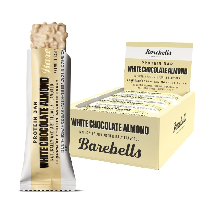 Barebells Protein Bar White Chocolate Almond 55g, High Protein, No Added Sugar, Pack of 12