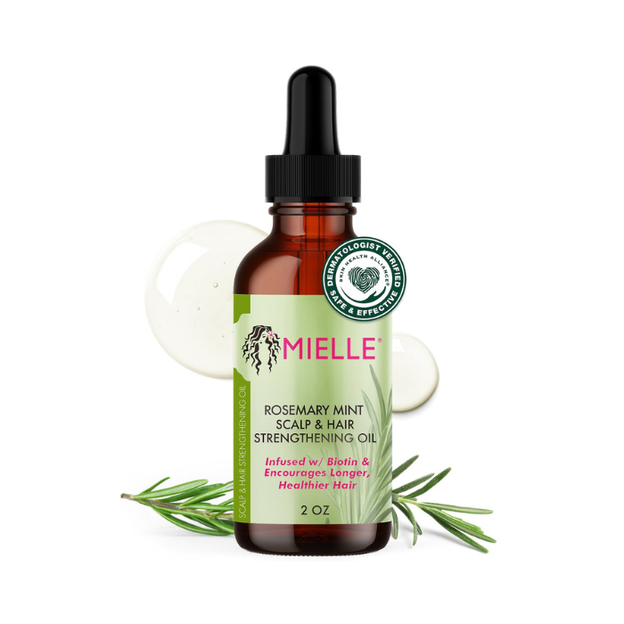 Mielle Rosemary Mint Scalp and Hair Strengthening Oil, Biotin-Infused Growth & Scalp Care, 2 oz