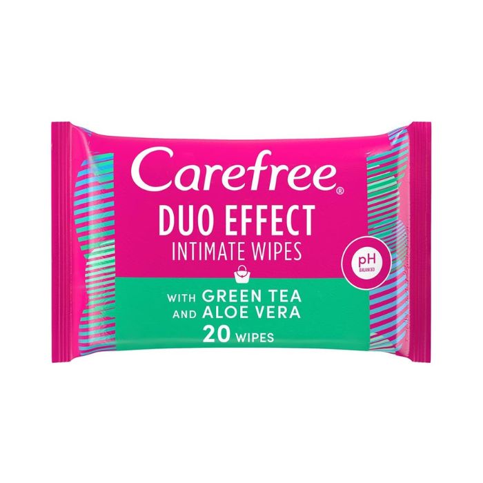 Carefree Duo Effect Intimate Wipes with Green Tea 20s