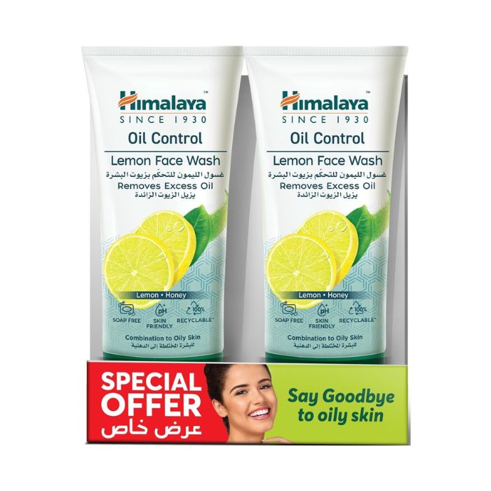 Himalaya Oil Control Lemon Face Wash 150ml, Pack of 2