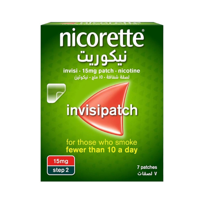 Nicorette 15mg Invisipatch Step 2 ,Transparent Nicotine for Smoking Reduction, 7 Patches