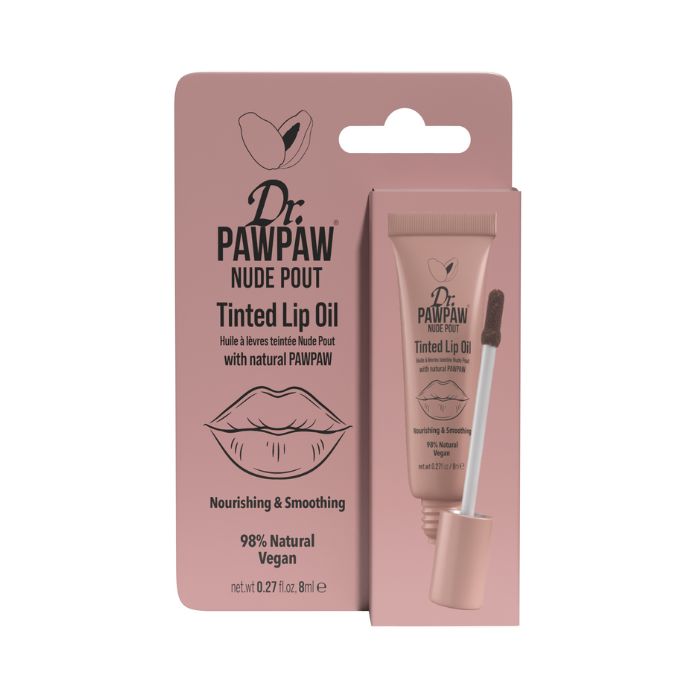Dr. PawPaw Tinted Lip Oil, Nude Pout, Natural Lip Care with High-Shine Gloss Finish, 8ml
