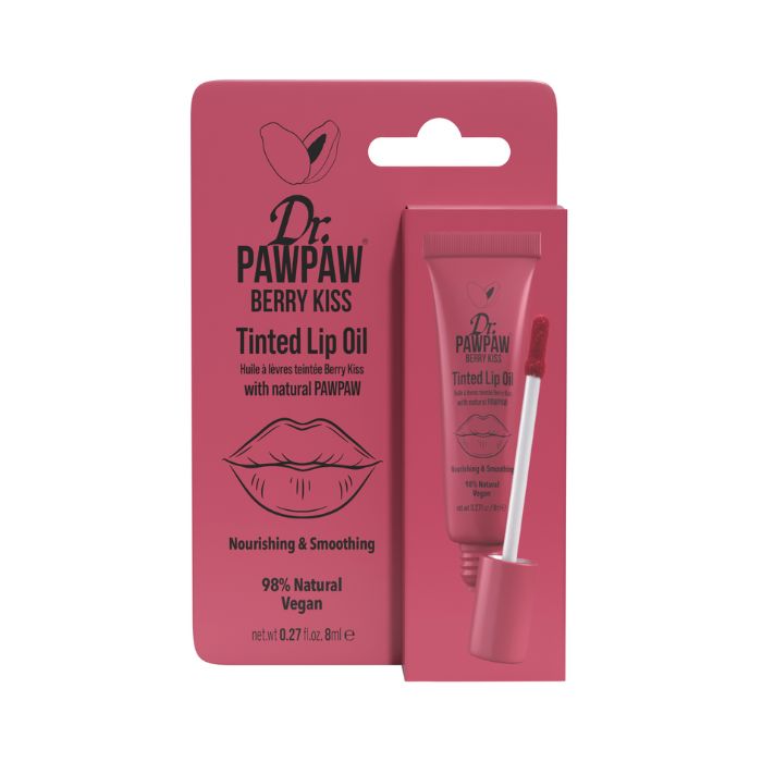 Dr. PawPaw Tinted Lip Oil Berry Kiss, Natural Glossy Lip Care with Buildable Tint, 8ml