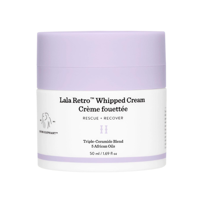 Drunk Elephant Lala Retro Whipped Cream, Barrier-Restoring Ceramide Moisturizer, 50ml