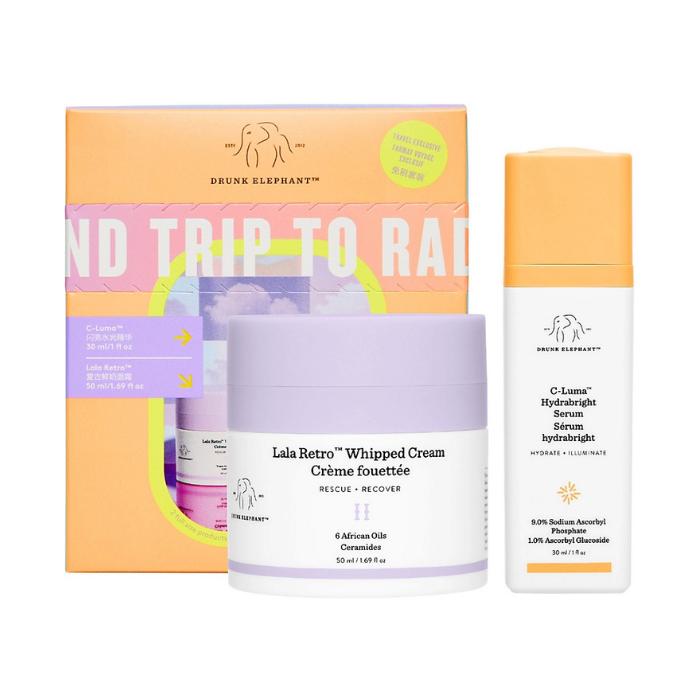 Drunk Elephant C-Luma Serum 30ml + Lala Retro Whipped Cream, 50ml Travel Kit