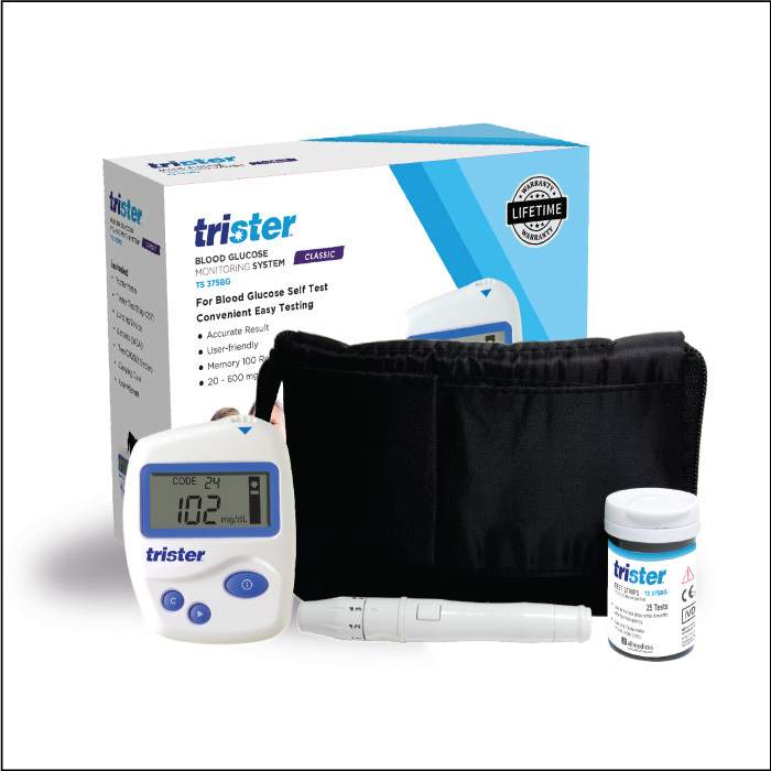 Trister Blood Glucose Monitoring System + 25 Test Strips ModelTS 375BG Life Pharmacy