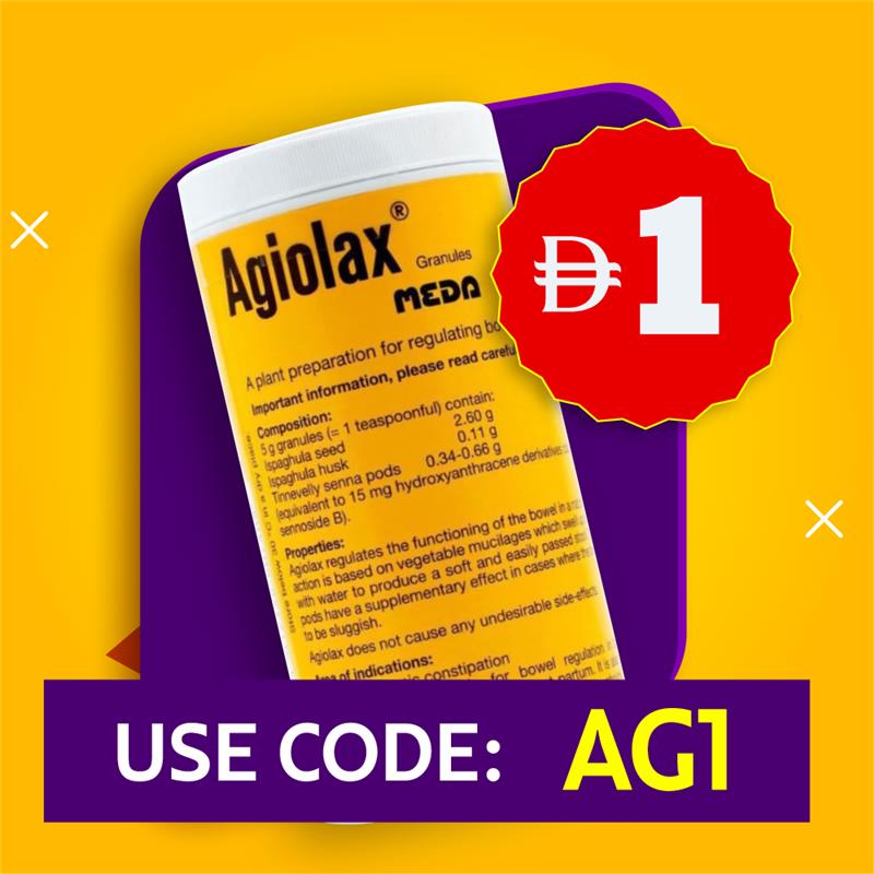 Agiolax Granules, Herbal Fiber & Senna 250g AED 1 - Use Code: AG1 | Expiry 05 2026